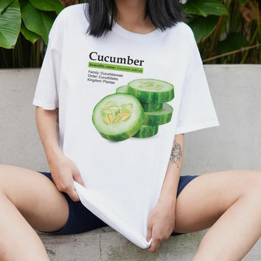 Cucumber Graphic Tees Retro Fashion Streetwear T-Shirts