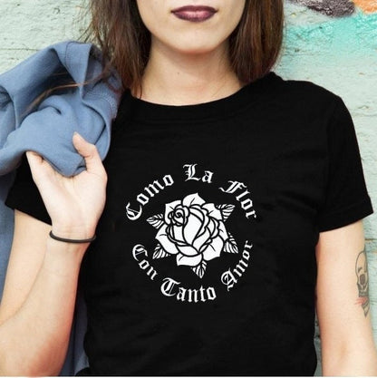 Como La Floor Flower Print Selena Quintanilla Short Sleeve