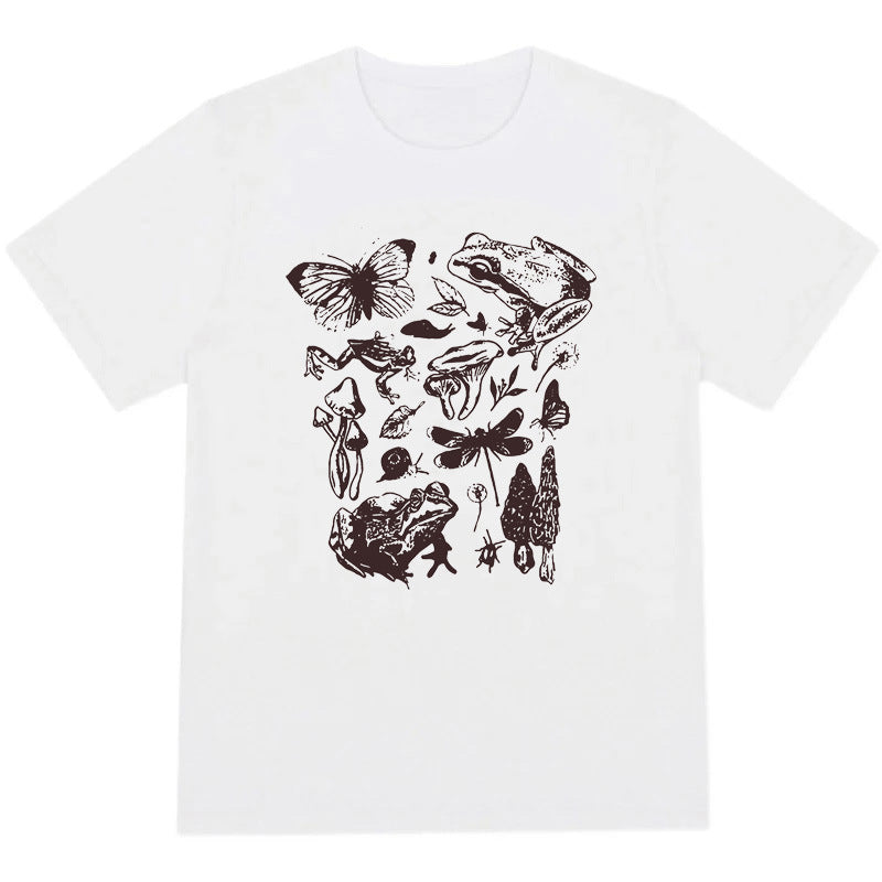 Cute Cottagecore Aesthetic Frog Mushroom Print Shirt Summer