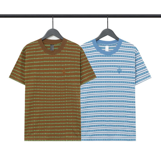 CHH Chrome Heart T Shirts Poison Home Stripe Jacquard Embroidery Short Sleeve Couple T-Shirt