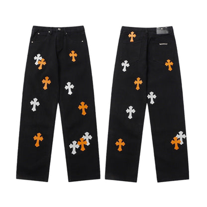 CHH Chrome Hearts Jeans Chrome Unisex Casual Loose Jeans