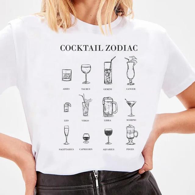 Cocktail Zodiac Women Funny T Shirts Hipster Alcohol
