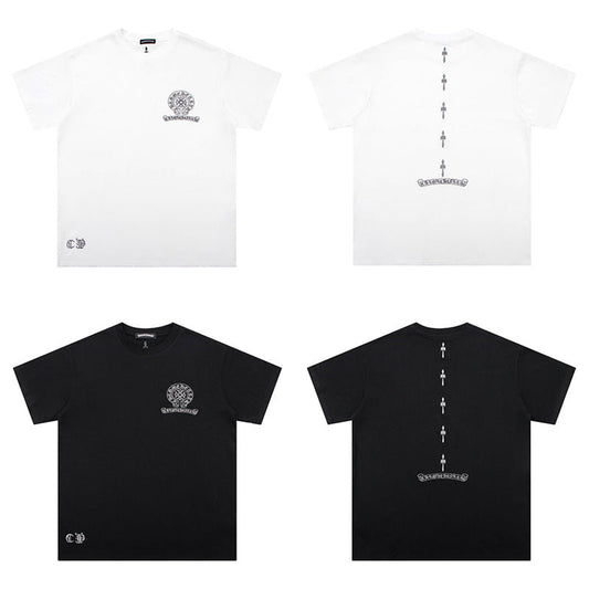 CHH Chrome Heart T Shirts Cross Color Printed Short Sleeve T-Shirt