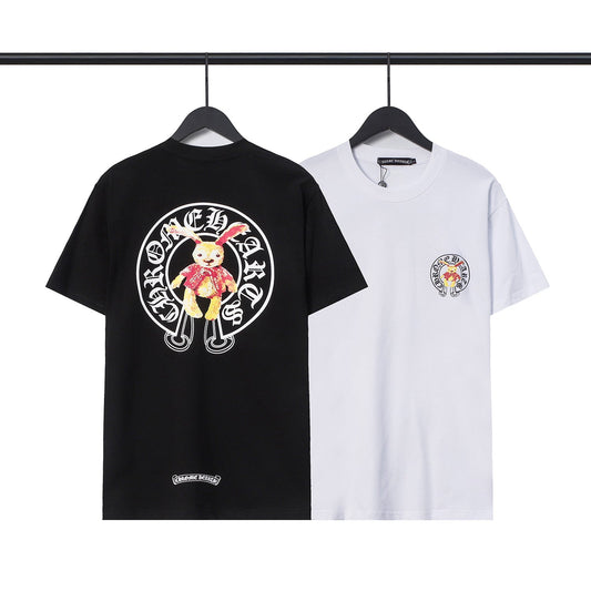 CHH Chrome Heart T Shirts Croix Cross Leather Printed Short Sleeve T-Shirt
