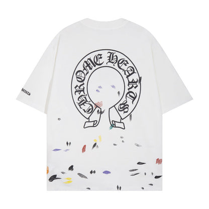 CHH Chrome Heart T Shirts Croix Cross Sanskrit Embroidery Versatile Casual Loose