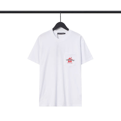 CHH Chrome Heart T Shirts CH Flower Sanskrit Casual Short Sleeve T-Shirt Loose