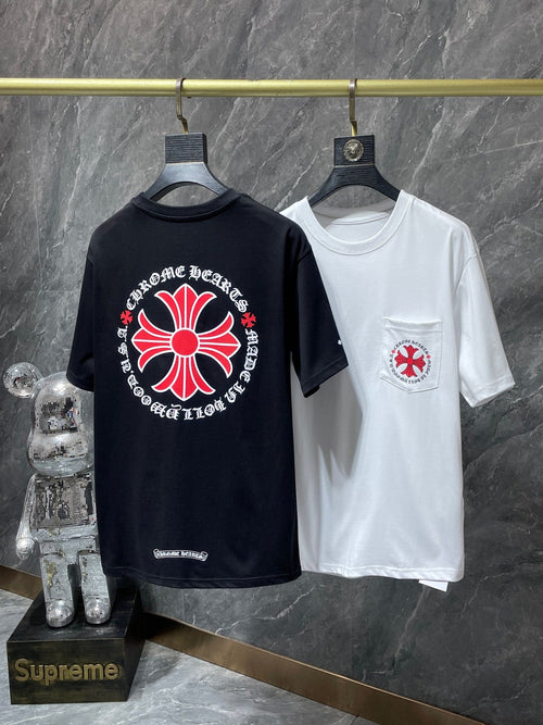 CHH Chrome Hearts T Shirts Spring and Summer Letter Horseshoe Short Sleeve T-shirt