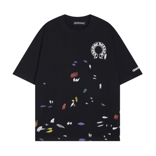 CHH Chrome Heart T Shirts Croix Cross Sanskrit Embroidery Versatile Casual Loose