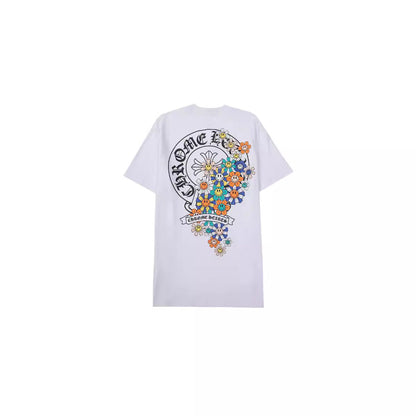 CHH Chrome Heart T Shirts Croix Cross Color Leather Printed Short Sleeve T-Shirt