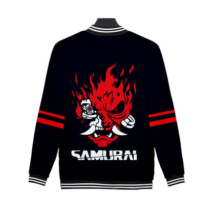 Cyberpunk 2077 Jacket Baseball Uniform Long Sleeve Fleece Button Jacket