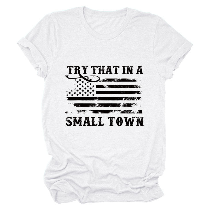Casual crew neck women's T-shirt personalized printing fashion short sleeves