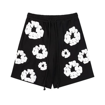 Denim Tears Outfit:T Shirt/Shorts (Separate Purchase Options) Puff Print Short Sleeve T-shirt Loose Couple Shorts Suit