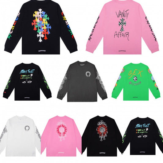 Chh Chrome Heart Long Sleeve Shirt Unisex Fashion Loose Long Sleeve Shirt