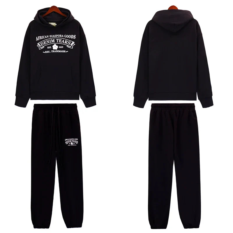 Denim Tears Outfit:Hoodie/Sweatpants (Separate Purchase Options) Casual Hooded Sweatshirt Sweatpants