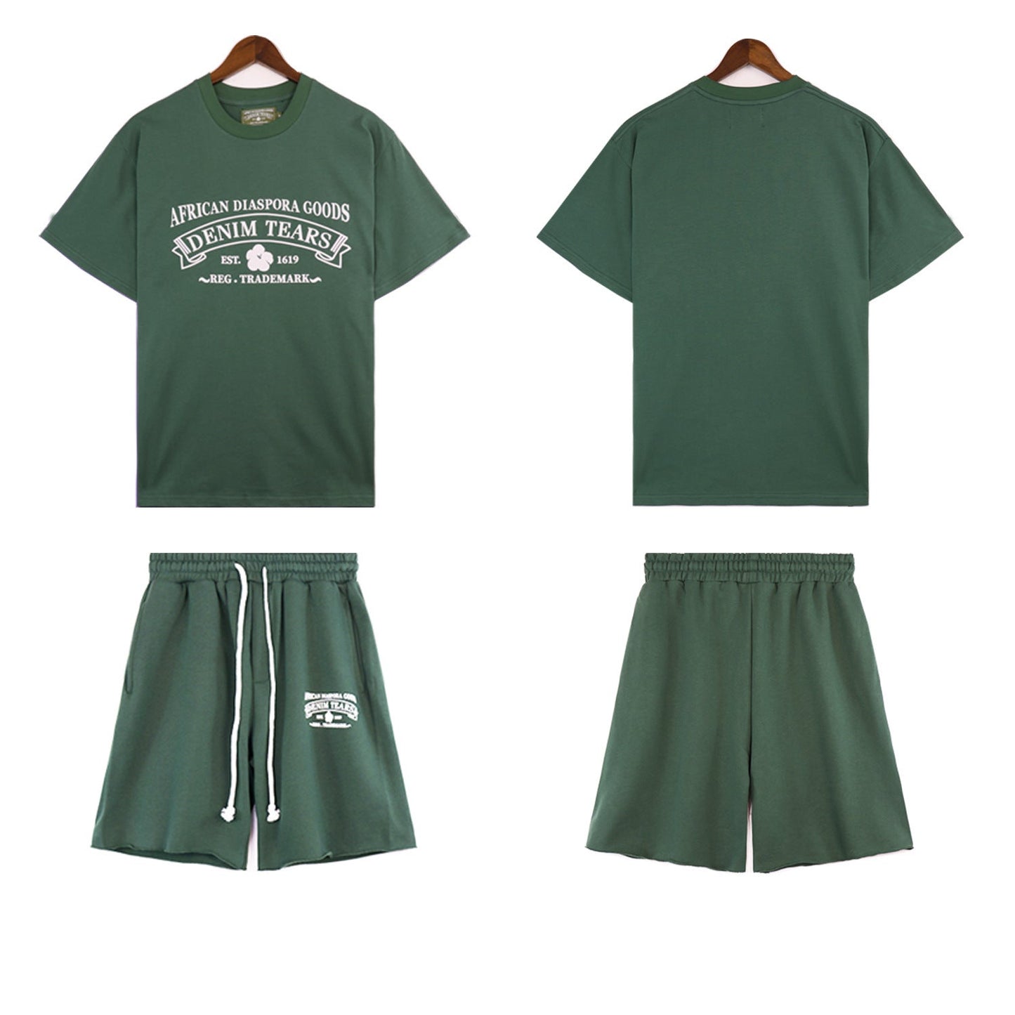 Denim Tears Outfit:T Shirt/Shorts (Separate Purchase Options) Short Sleeve T-shirt Men and Women Sports Shorts Suit
