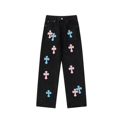 CHH Chrome Hearts Jeans Chrome Unisex Casual Loose Jeans