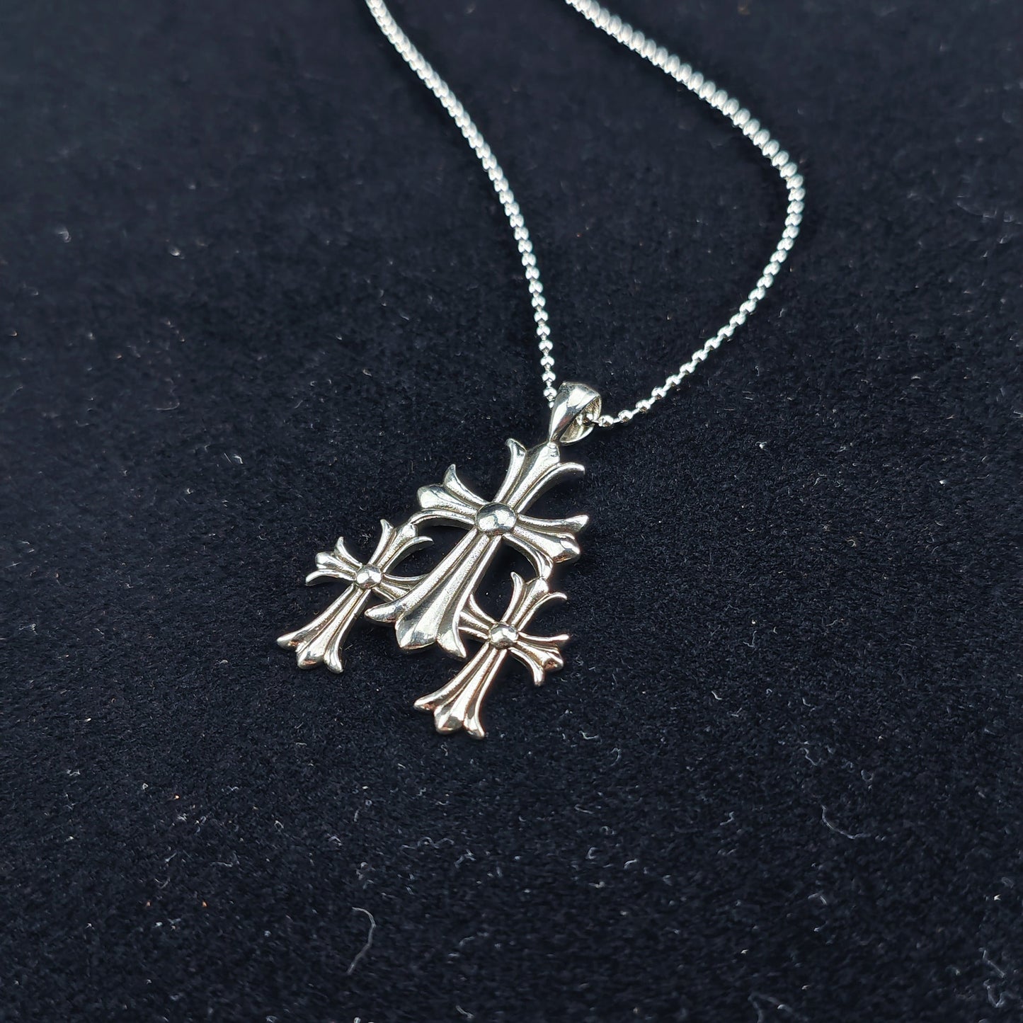 Chrome Hearts Necklace Cross Pendant Men's Vintage Thai Silver Letter Bead Necklace