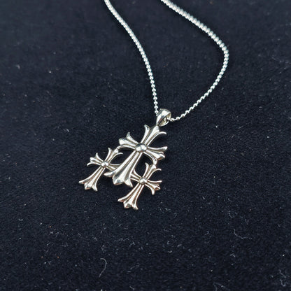 Chrome Hearts Necklace Cross Pendant Men's Vintage Thai Silver Letter Bead Necklace