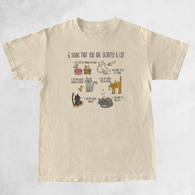 Cute Cartoon Cat Printing T-Shirts For Women Loose Short