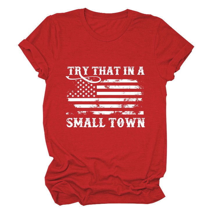 Casual crew neck women's T-shirt personalized printing fashion short sleeves