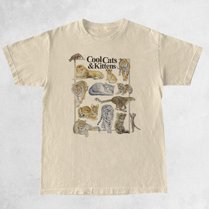 Cool Cats And Kittens Vintage T-Shirt Unisex Grunge Aestheti