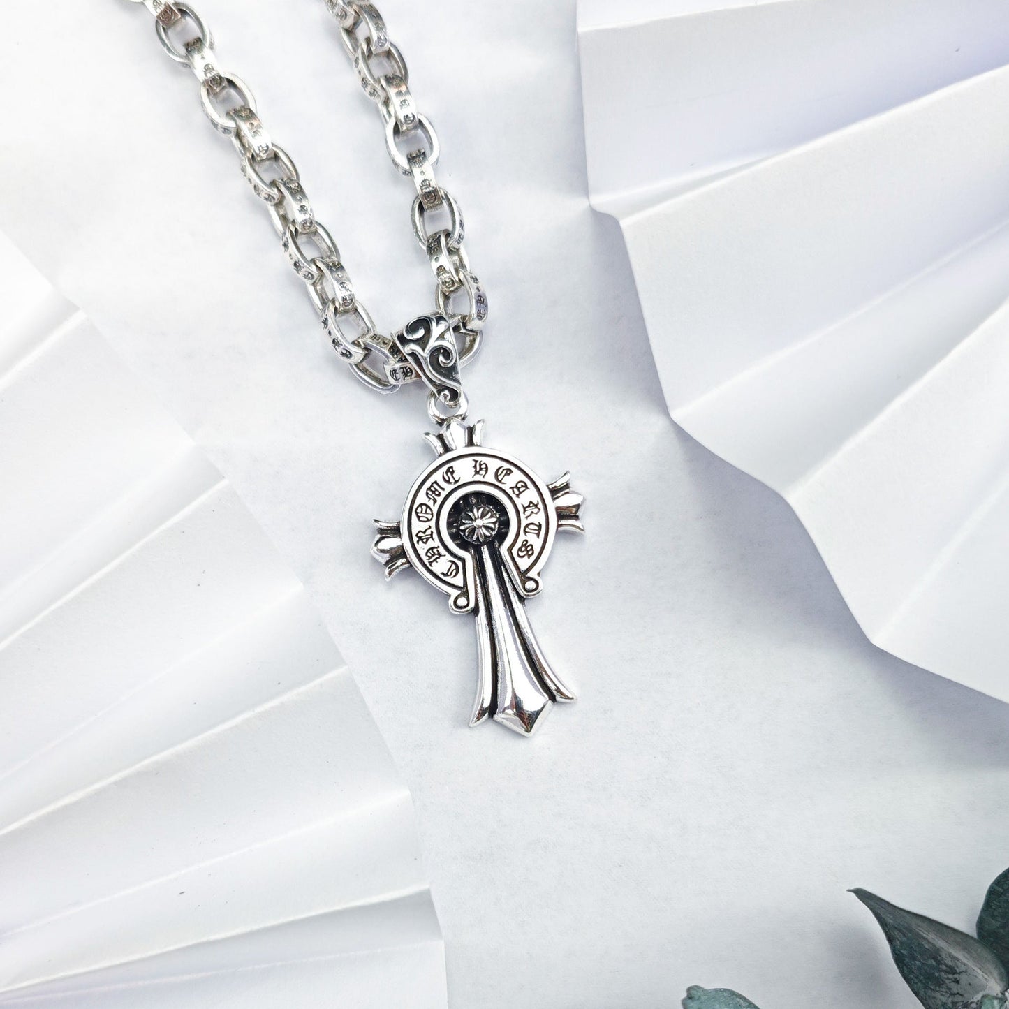 Chrome Hearts Necklace Hexagram Flame Cross Vintage Pendant