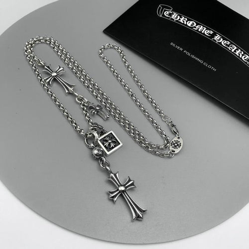 Chrome Hearts Necklace Men's and Women's Cross Double Pendant Vintage Necklace
