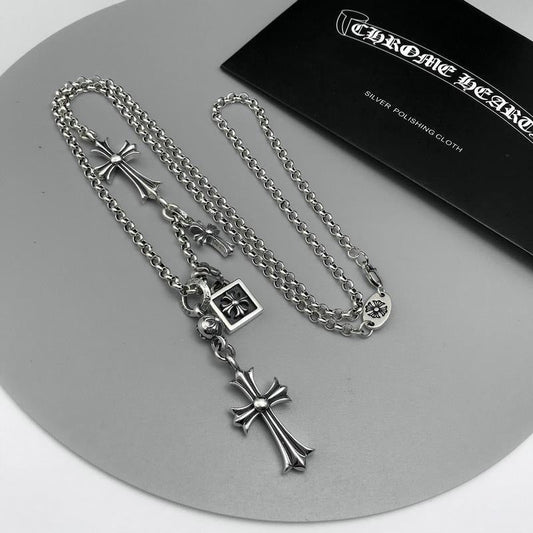 Chrome Hearts Necklace Men's and Women's Cross Double Pendant Vintage Necklace