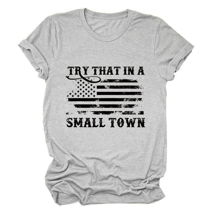 Casual crew neck women's T-shirt personalized printing fashion short sleeves