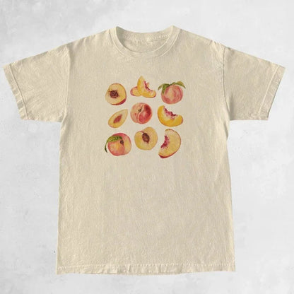 Cute Cottagecore Aesthetic T-Shirts Vintage Peaches Printed