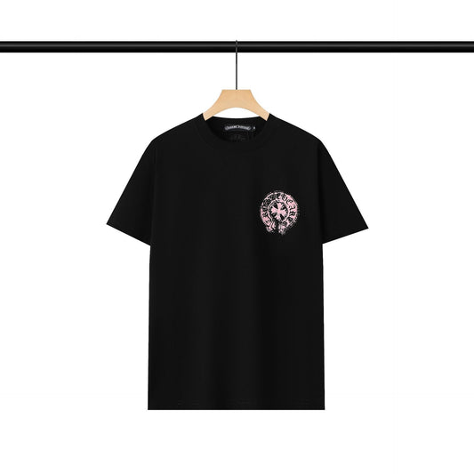 CHH Chrome Heart T Shirts Chrome Hearts Pink Sanskrit Print Short Sleeve T-Shirt