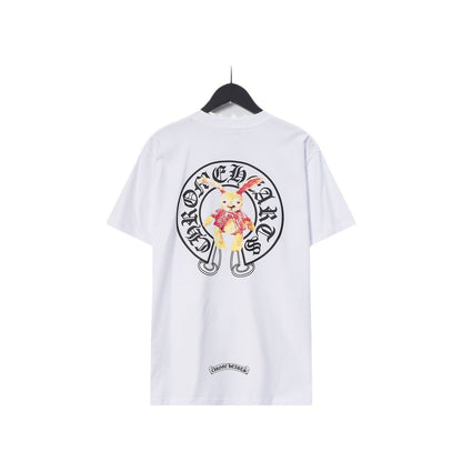 CHH Chrome Heart T Shirts Croix Cross Leather Printed Short Sleeve T-Shirt