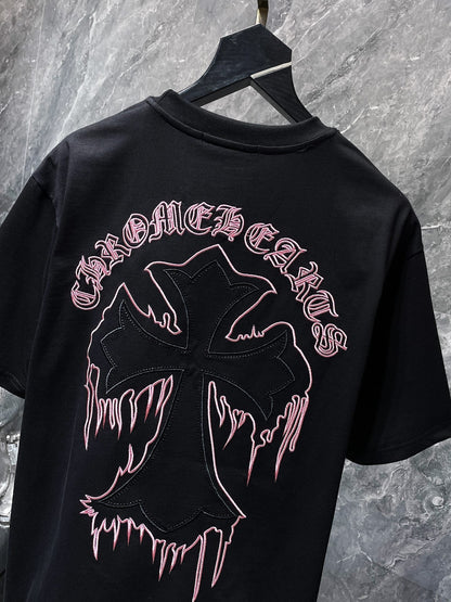 Chh Chrome Hearts T Shirts Summer Sanskrit Patch Embroidery Casual Sports Short Sleeve T-Shirt