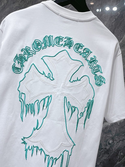 Chh Chrome Hearts T Shirts Summer Sanskrit Patch Embroidery Casual Sports Short Sleeve T-Shirt