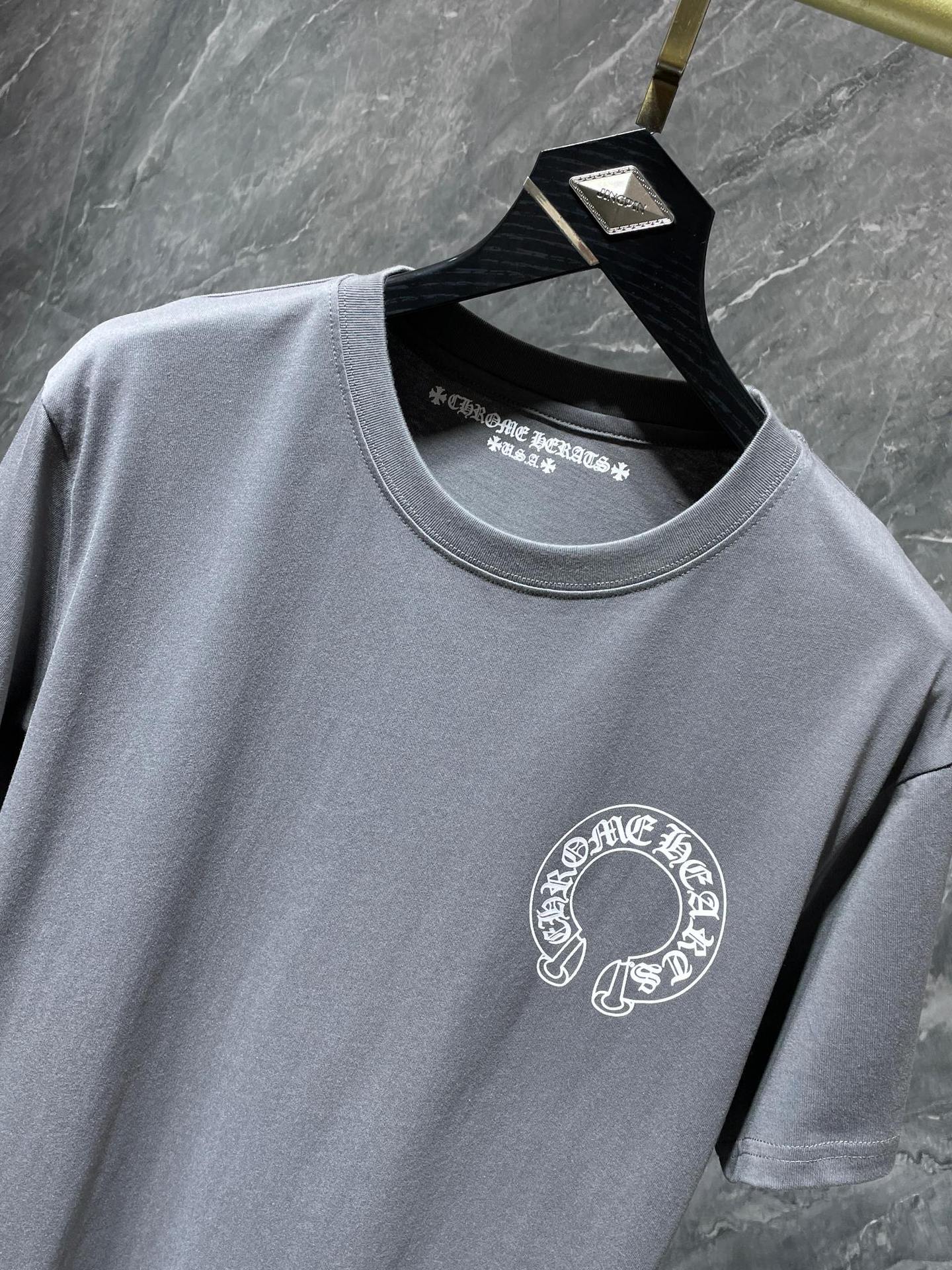 CHH Chrome Hearts T Shirts Simple Letter Slogan Horseshoe Cross Short Sleeve T-shirt