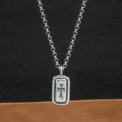 Chrome Hearts Necklace Rotatable Square Pendant Vintage Sword Cross Necklace