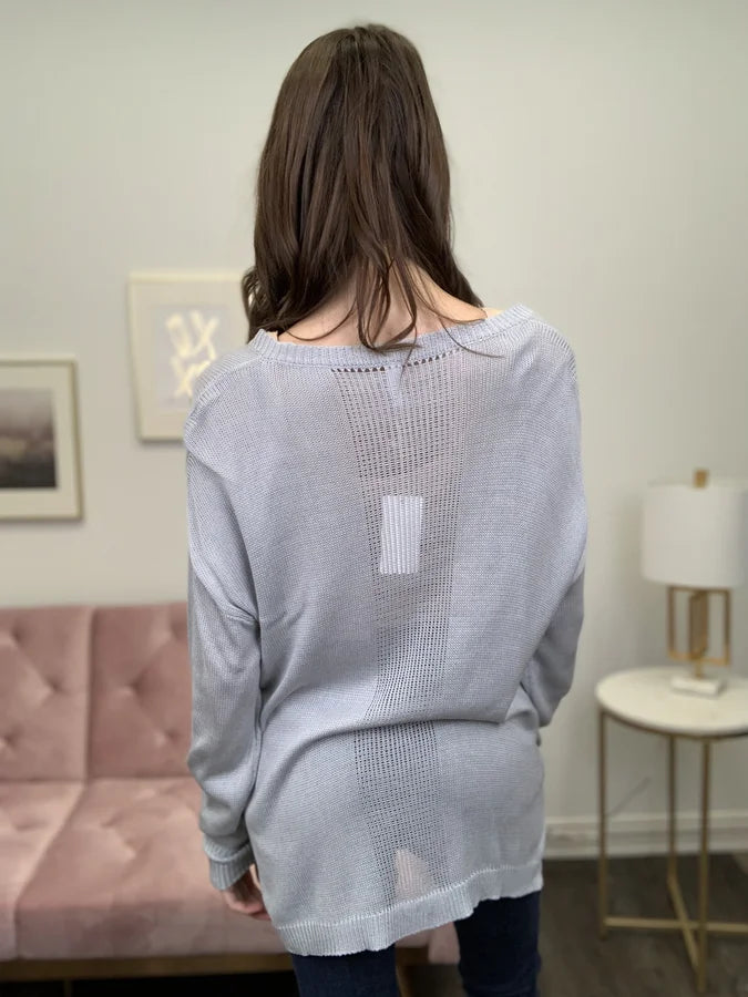 Love You Now Women's Loose Knit V-Neck Sweater