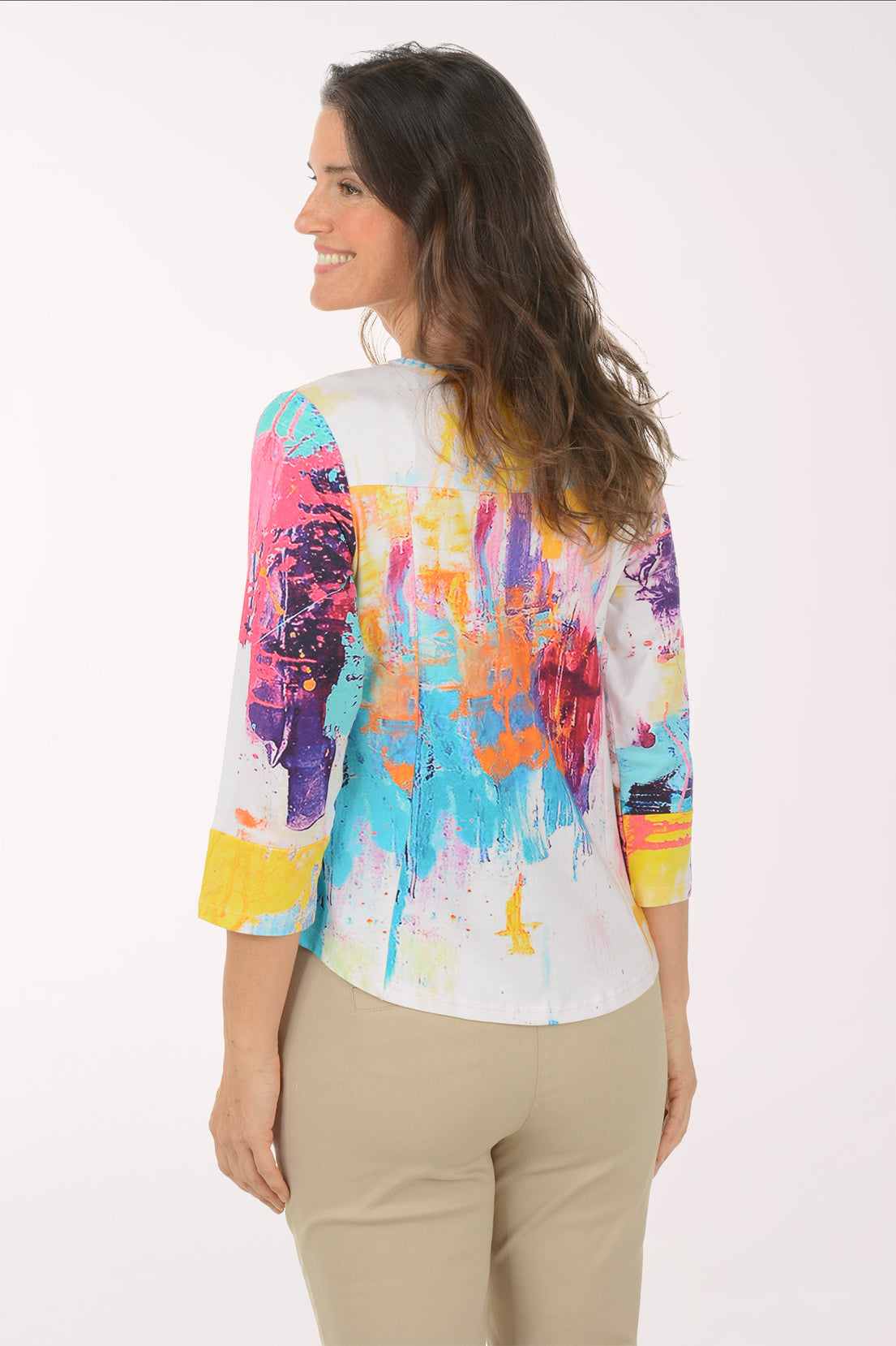 Vivian Offset Button V-Neck Top