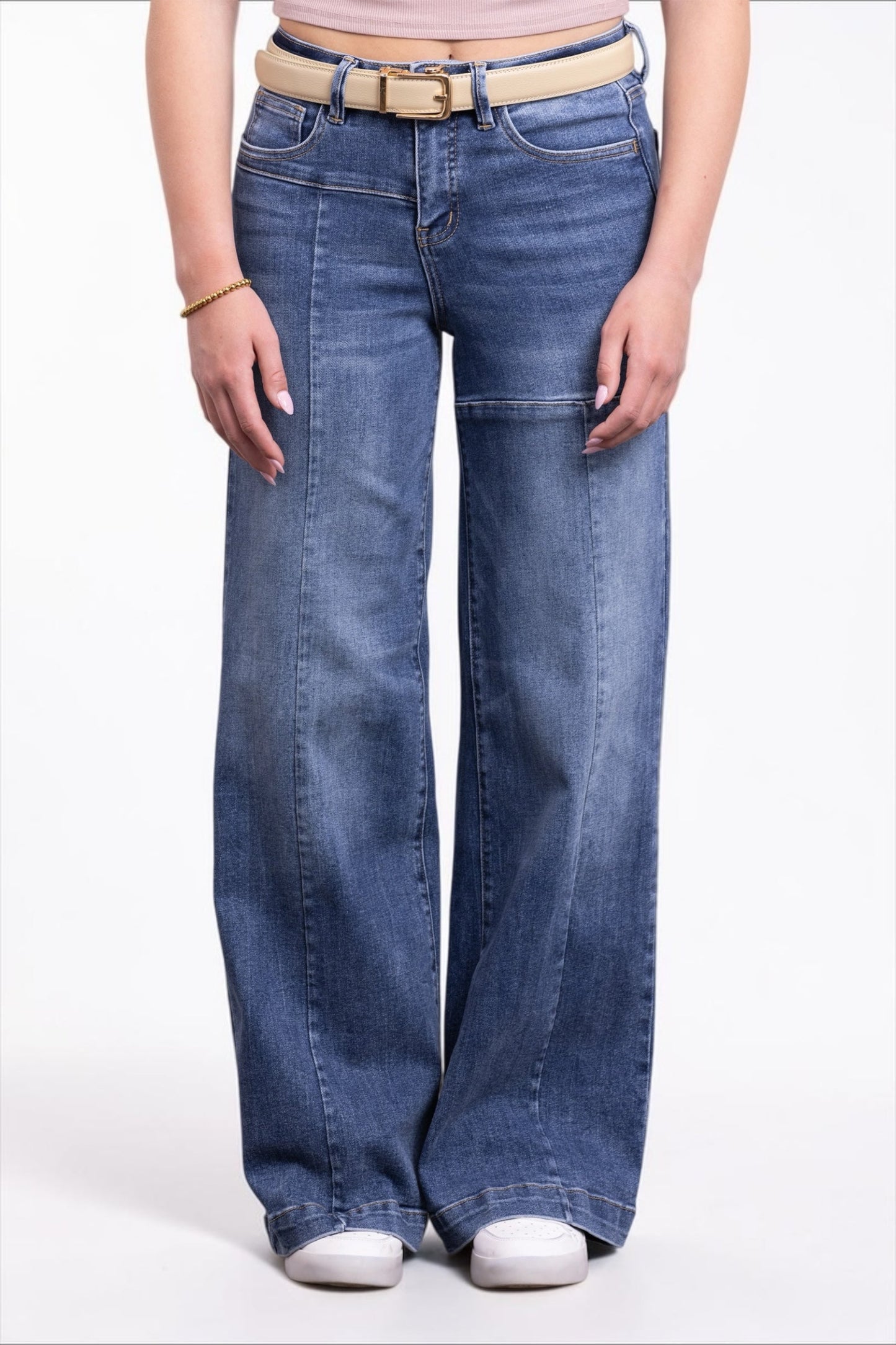 The Scarlet High-Rise Tummy Control Wide Leg Front Seam Denim - Three Inseams
