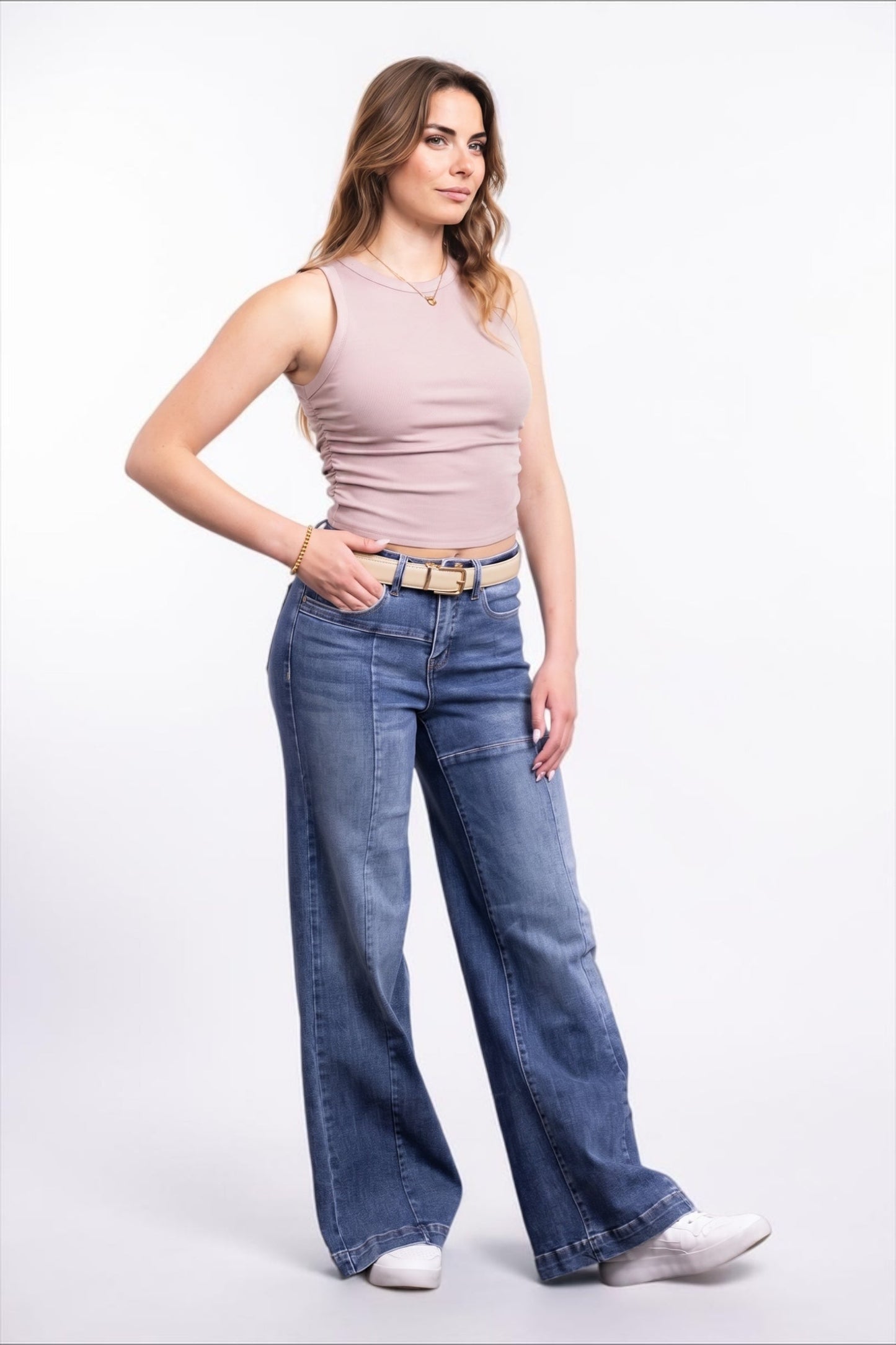 The Scarlet High-Rise Tummy Control Wide Leg Front Seam Denim - Three Inseams