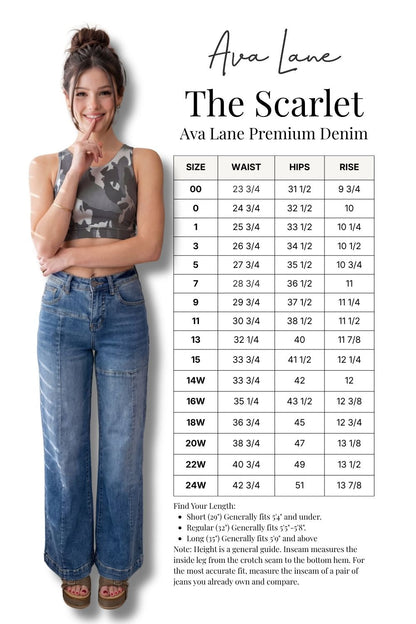 The Scarlet High-Rise Tummy Control Wide Leg Front Seam Denim - Three Inseams