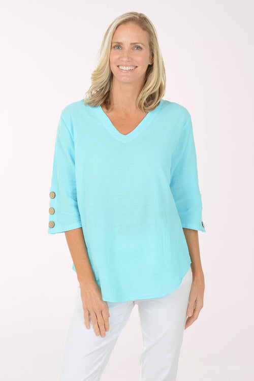 Triple Button Sleeve Crinkle Top