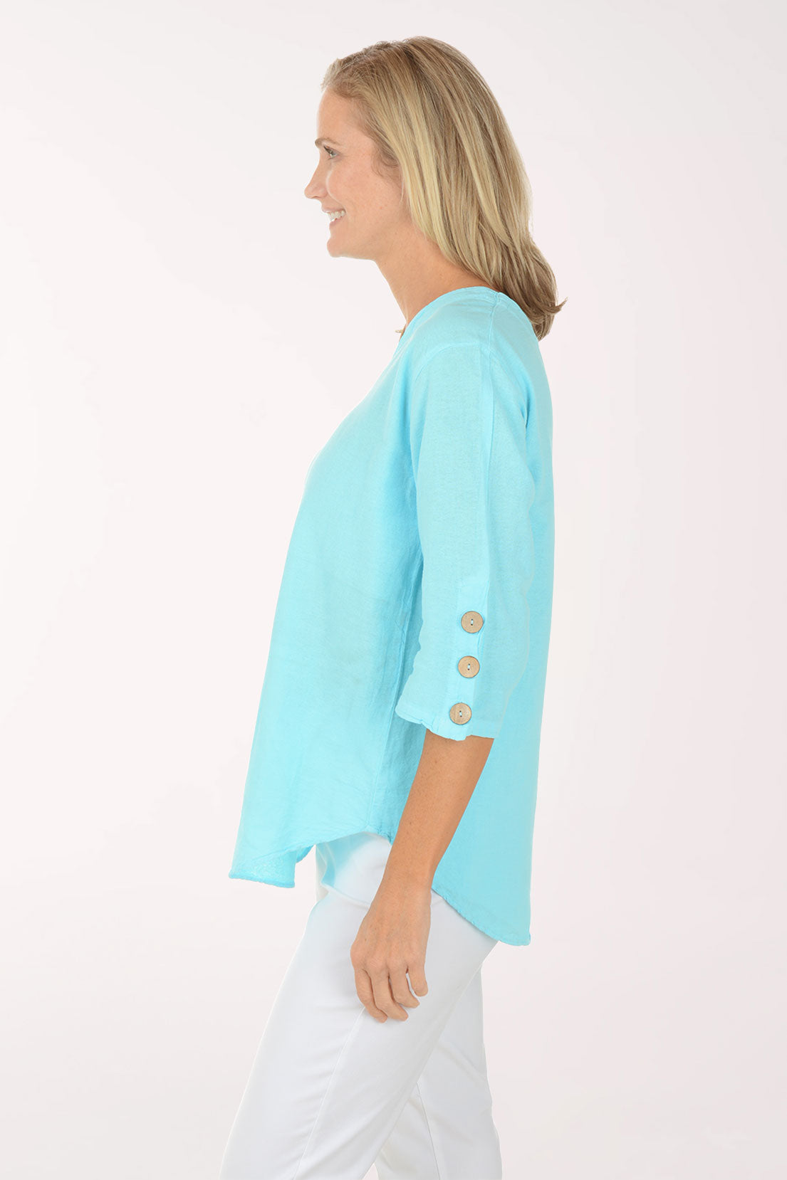 Triple Button Sleeve Crinkle Top