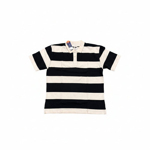 Stripe Polo Short Sleeve Black