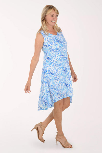 Water Droplets Sleeveless High-Low Dress