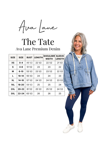 The Tate Long Sleeve Hooded Denim Jacket - Light Blue
