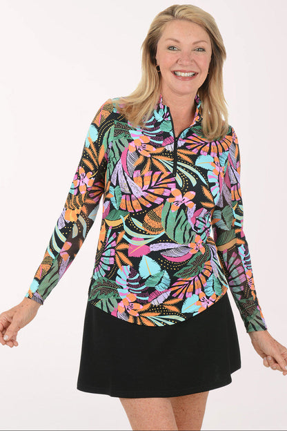Tropical Floral UPF50+ Quarter Zip Top
