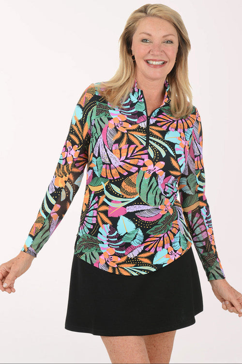 Tropical Floral UPF50+ Quarter Zip Top