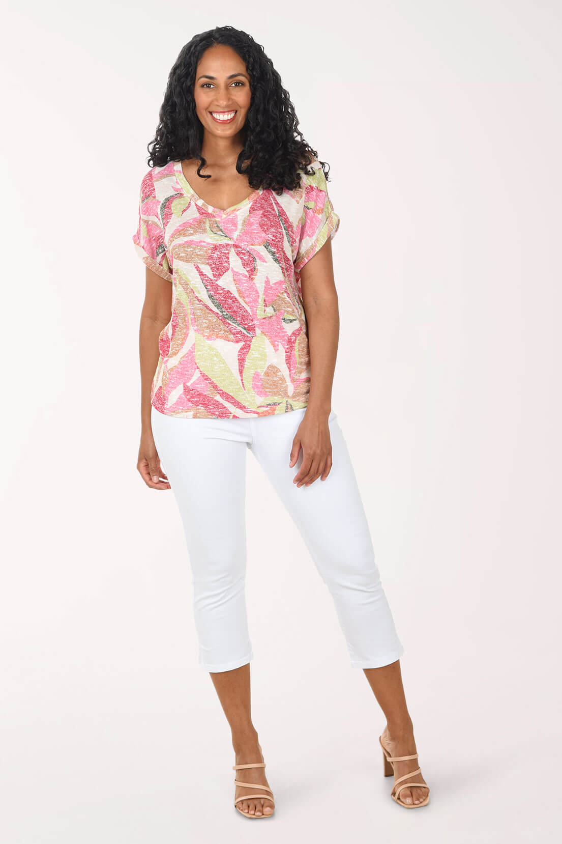 Topstitch Pockets Denim Capri Pant