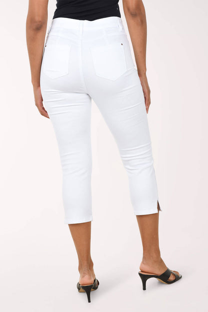 Topstitch Pockets Denim Capri Pant